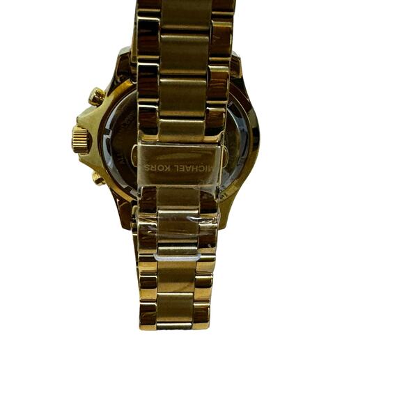 Michael Kors Everest Chronograph Gold Tone 42MM Turquoise Baguette Watch - Picture 6 of 8